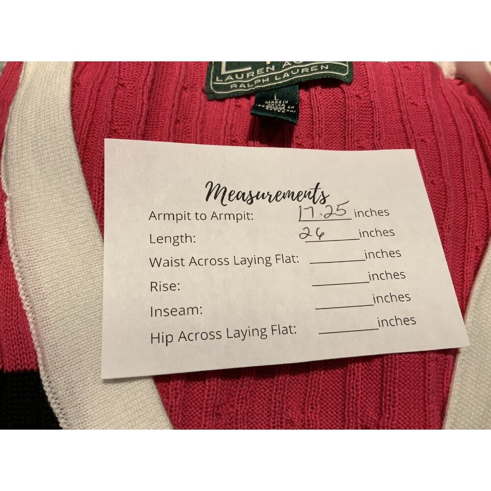 Ralph Lauren Active L-RL Cardigan Large Womens Pink Black Snaps Up White Trim - Picture 8 of 8